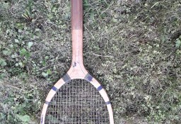 Rakieta tenisowa, stara, z początku XX w. angielskiej firmy Scout, opisana nazwą