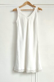 Biała sukienka Haris Cotton XS 34 S 36 bawełna len letnia prosta elegancka-2