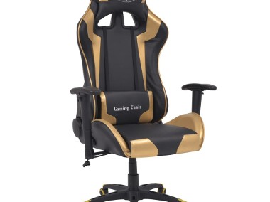 vidaXL Rozkładane krzesło biurowe, sportowe, sztuczna skóra, złote20173-1