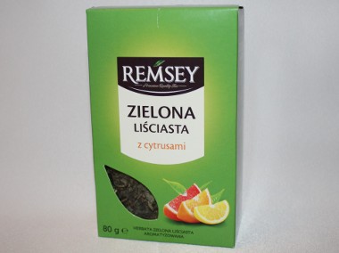 Herbata Remsey zielona liściasta z cytrusami 80g cytrusowa sypana-1