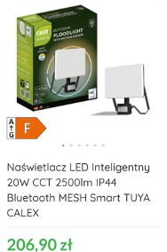 Naświetlacz LED Inteligentny 20W CCT 2500lm IP44 Bluetooth MESH Smart TUYA CALEX-2
