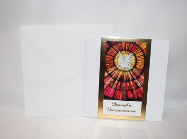 Kartka na Bierzmowanie Duch Święty złota czerwona elegancka +personalizacja-1