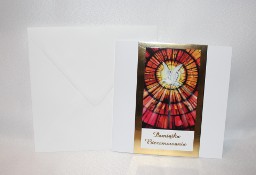 Kartka na Bierzmowanie Duch Święty złota czerwona elegancka +personalizacja
