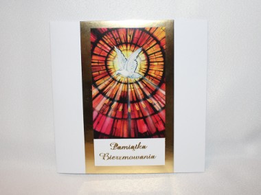 Kartka na Bierzmowanie Duch Święty złota czerwona elegancka +personalizacja-2
