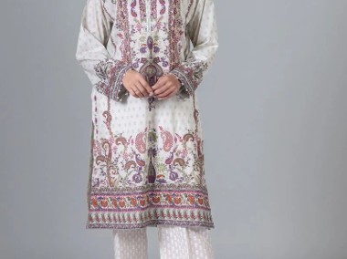 Długa tunika orient S 36 kolorowa roślinny wzór kameez kurta Bollywood Indie-1