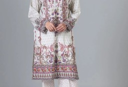 Długa tunika orient S 36 kolorowa roślinny wzór kameez kurta Bollywood Indie