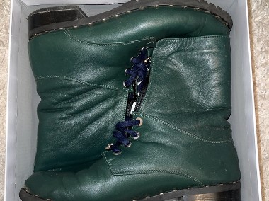 Used green leather boots size 39 with faux fur inside-1