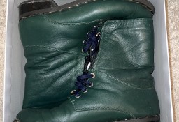 Used green leather boots size 39 with faux fur inside