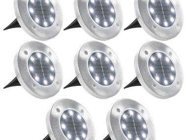 vidaXL Solarne lampy gruntowe, 8 szt., białe LED 44416-1