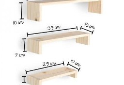 Zestaw 3 półek ściennych mała średnia duża lite drewno świerkowe