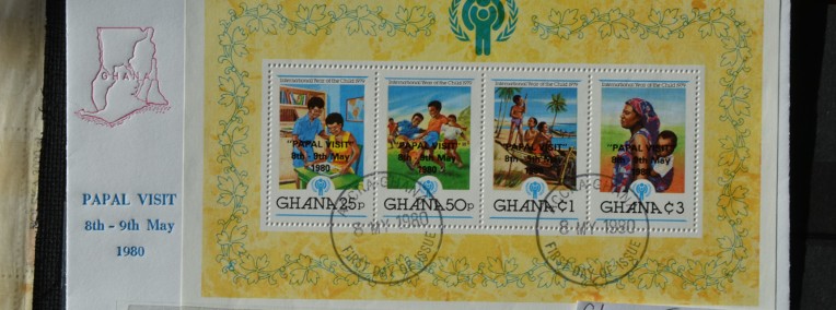 Papież Jan Paweł II Ghana I FDC Wg Ks Chrostowskiego 13 bl 5-1