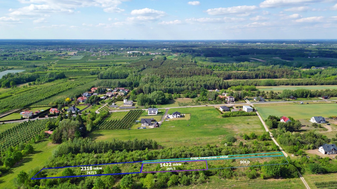 Działka 1422m z W-Z | PKP Chynów 2km | Prąd | DK50 - Widok 4