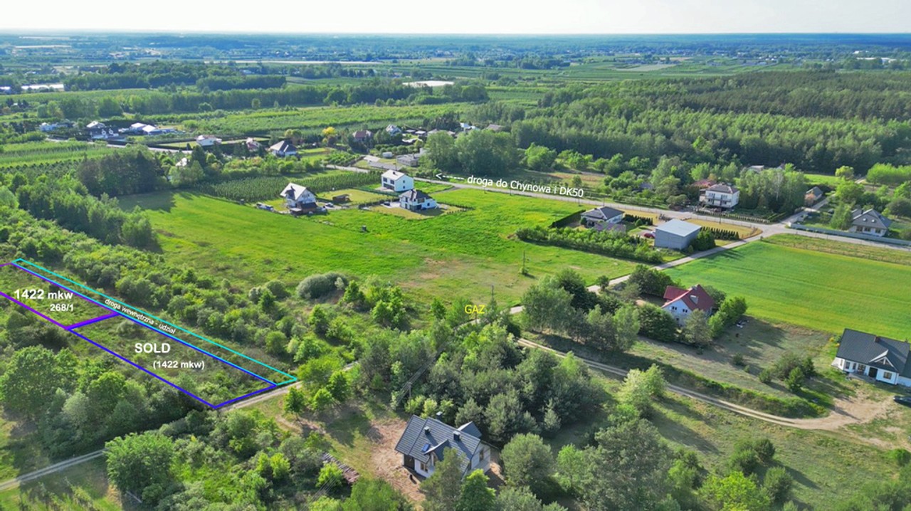 Działka 1422m z W-Z | PKP Chynów 2km | Prąd | DK50 - Widok 5