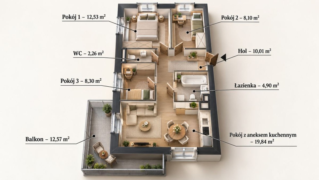 Mieszkanie na sprzedaż, 4 pokoje, 66 m², Warszawa