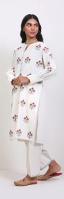 Biały komplet indyjski M 38 kwiaty boho bohemian retro kameez salwar sari-3