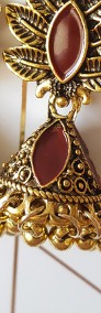Nowe kolczyki jhumki orientalne złoty kolor czerwone dzwonki boho gypsy bohemian-4
