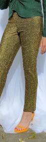 Złote spodnie cygaretki Indiska 42 XL 40 L eleganckie imprezowe na imprezy-3