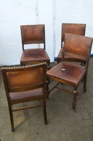 Cztery przedwojenne krzesła obite skórą-2