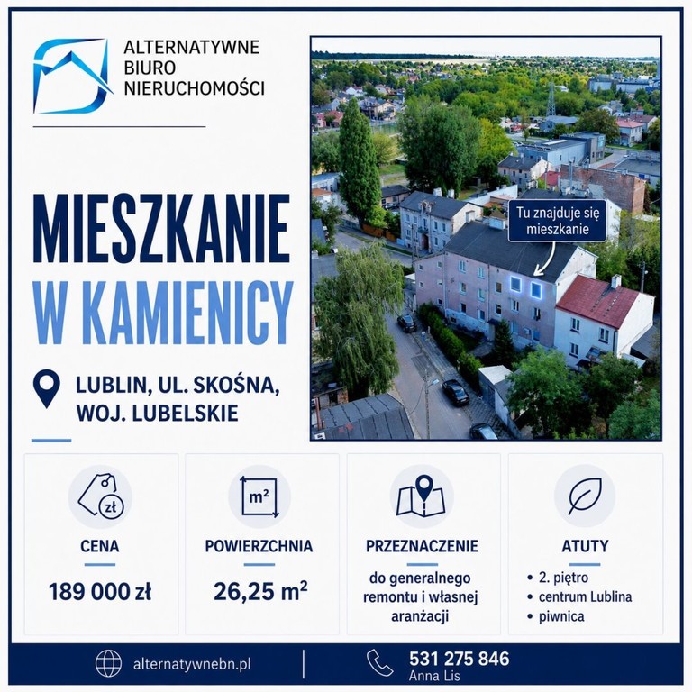 Mieszkanie na sprzedaż, 1 pokój, 26 m², Lublin