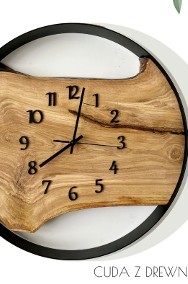 Drewniany zegar 50 cm - stalowa obręczy, loft-2