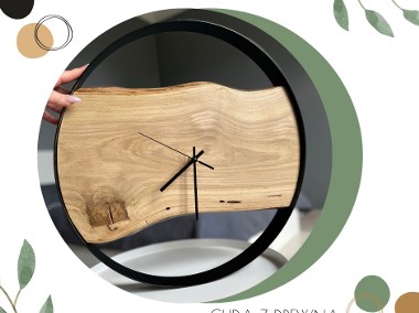 Drewniany zegar 50 cm - stalowa obręczy, loft-1
