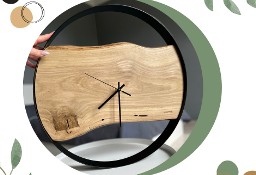 Drewniany zegar 50 cm - stalowa obręczy, loft
