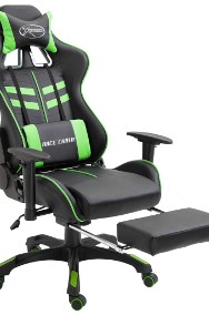 vidaXL Fotel dla gracza z podnóżkiem, zielony, sztuczna skóra20203-2