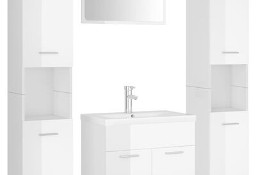 vidaXL Zestaw mebli łazienkowych, wysoki połysk, biały, płyta wiórowaSKU:3071501