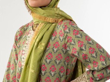 Indyjska chusta dupatta hidżab hijab zielona szal boho orient hippie pareo-1
