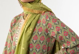 Indyjska chusta dupatta hidżab hijab zielona szal boho orient hippie pareo