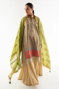 Indyjska chusta dupatta hidżab hijab zielona szal boho orient hippie pareo-2