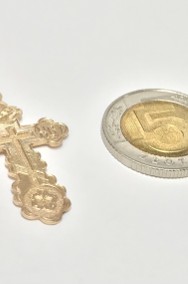 Złoty KRZYŻYK PRAWOSŁAWNY z różowego złota 585 14K CUDOWNY 3.5cm-2