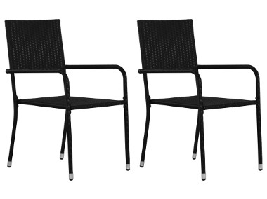 vidaXL Krzesła ogrodowe, 2 szt., polirattan, czarne 43929-1