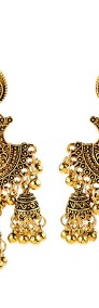 Nowe indyjskie kolczyki jhumka złoty kolor handmade boho hippie etno folk-4