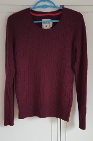 Sweter wełniany H&M 38 M wełna fioletowy śliwkowy wzór warkocz ciepły damski-2