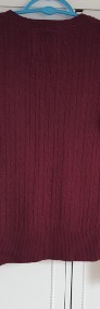 Sweter wełniany H&M 38 M wełna fioletowy śliwkowy wzór warkocz ciepły damski-4