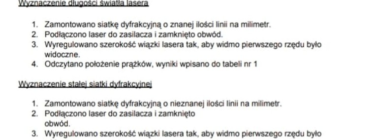 Wyznaczanie długości fali światła diody laserowej i stałej siatki dyfrakcyjnej-1