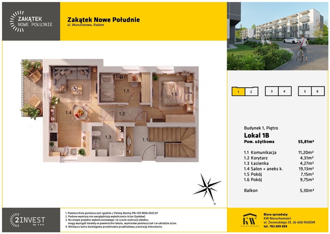Mieszkanie na sprzedaż, 3 pokoje, 56 m², Radom