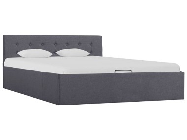 vidaXL Rama łóżka z podnośnikiem, ciemnoszara, tkanina, 140x200 cm 285573-1