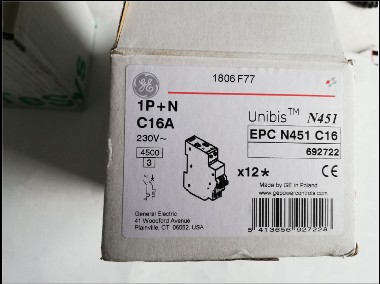Wyłącznik nadrpądowy C16 ; Unibis , EPC N451 , 230V~ , GE   General Electric  -1