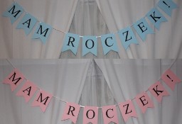 Girlanda różowa i niebieska Mam Roczek na urodziny dla dzieci