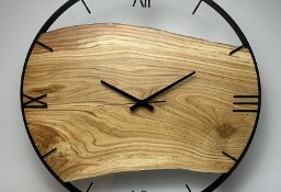 Zegar loft z drewnem, na zamówienie