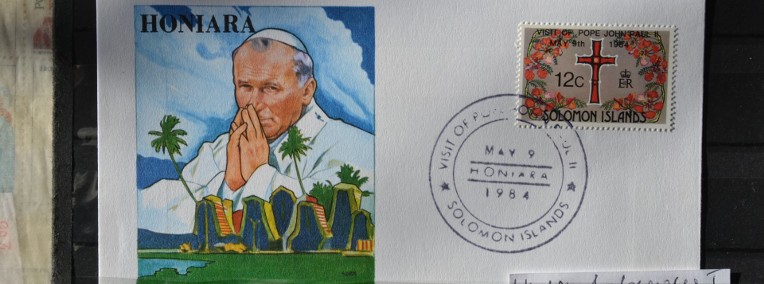 Papież Jan Paweł II Wyspy Salomona I FDC Wg Ks Chrostowskiego 52 zn nr. 145-1