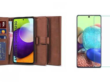 Etui Wallet 2 + Szkło do Samsung Galaxy A52 4G / 5G Brązowy-1