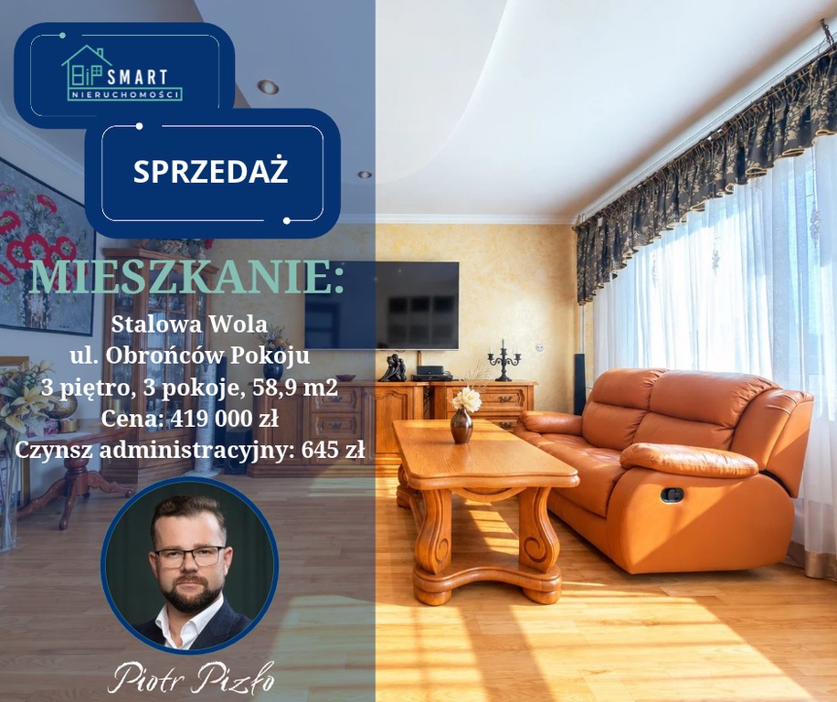 Mieszkanie na sprzedaż, 3 pokoje, 59 m², Stalowa Wola