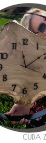 Unikatowy zegar w metalowej obręczy 40 cm z dębową deską -4