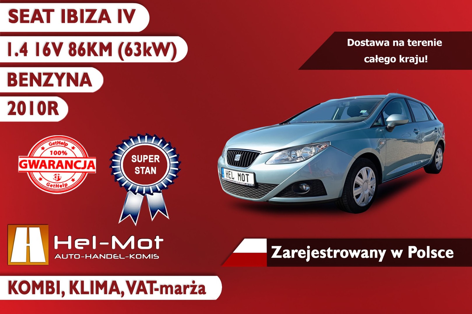 SEAT Ibiza IV 1.4 16V Kombi, Klima, VAT-marża!