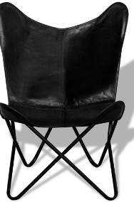 vidaXL Krzesło motyl, czarne, skóra naturalna 243695-2