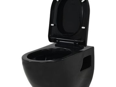 vidaXL Toaleta wisząca, ceramiczna, czarnaSKU:143023*-1