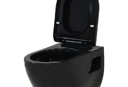 vidaXL Toaleta wisząca, ceramiczna, czarnaSKU:143023*